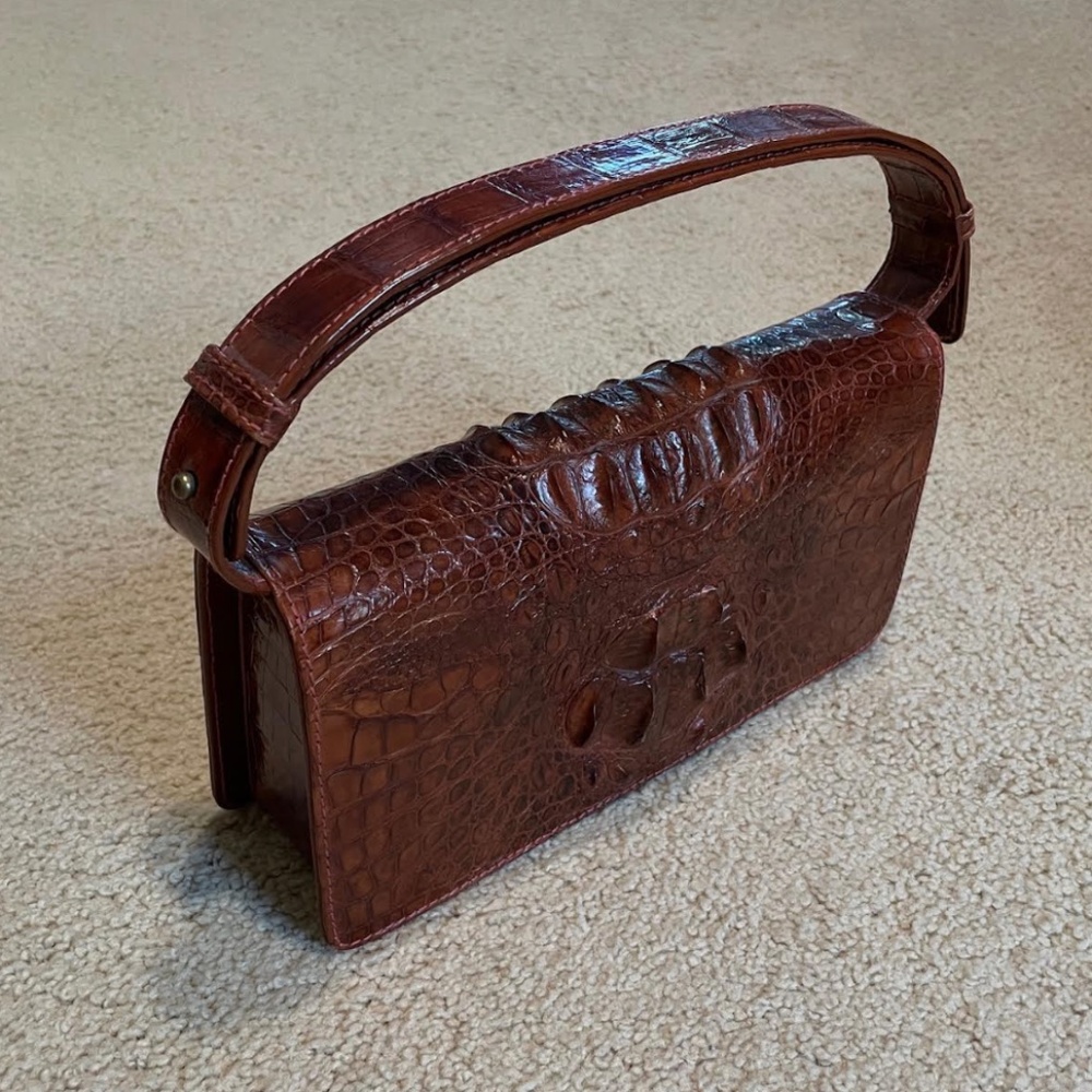 BRAHMIN CAMI knockoff caramel colored Crocodile handbag with adjustable strap